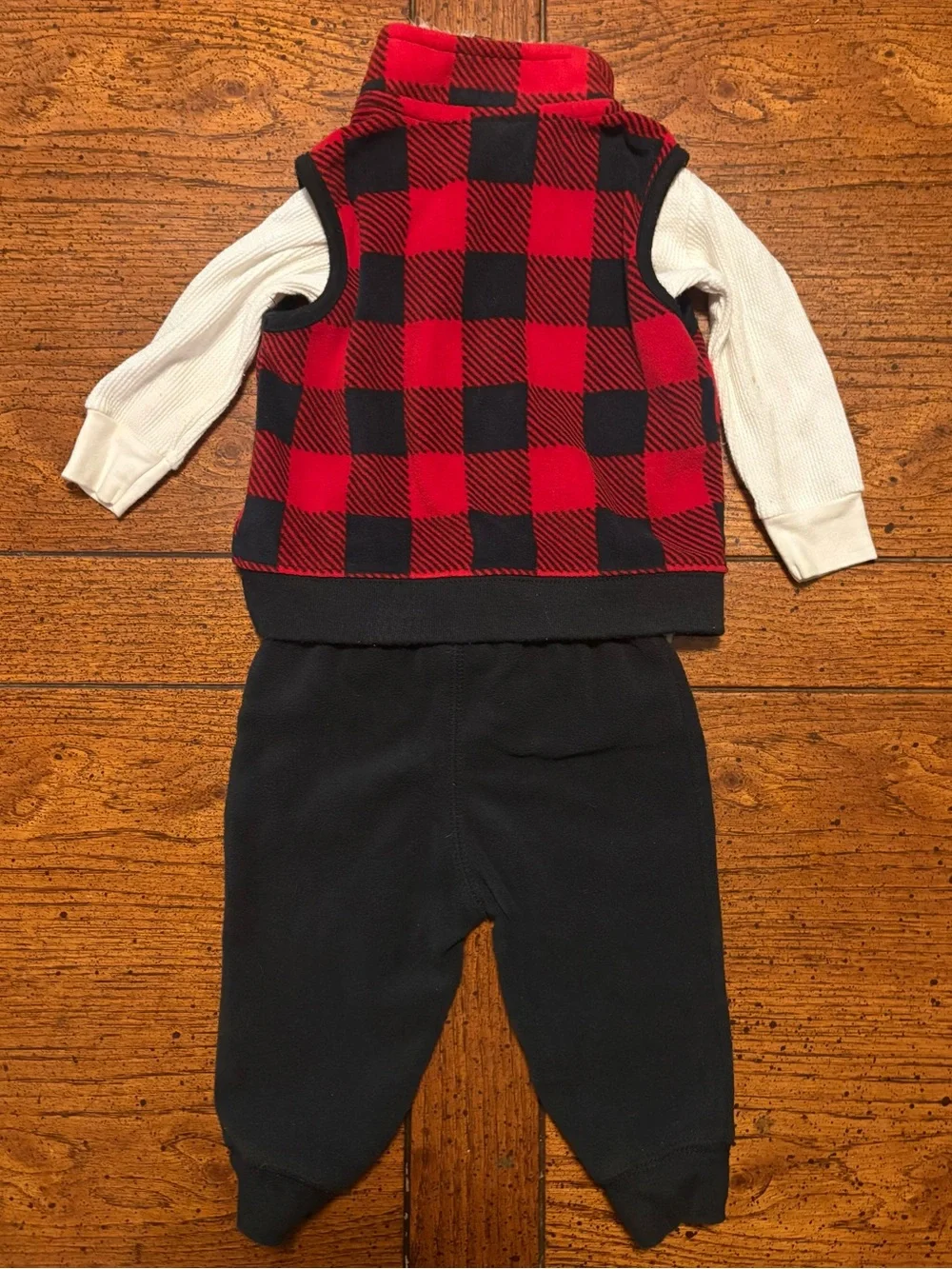 Carter’s 3-Piece Set Baby Boy, Red & Black Plaid Vest, Onesie & Pant, 6 month